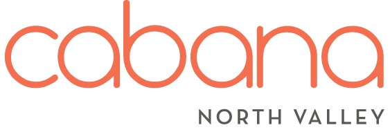 The image is a logo for a brand named "cabana" located in the North Valley.